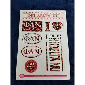 Phi Delta Nu sticker sheet animal print 9 by 12 inch includes 7 stickers